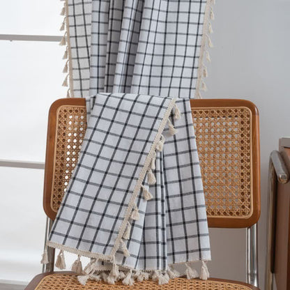 Minimalist Black White Grid Check Curtain