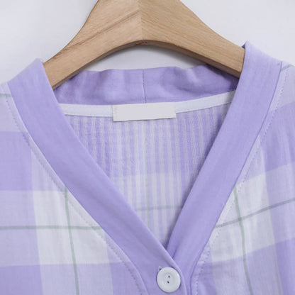 Plaid Cotton Gauze Button-Front Pajama Set
