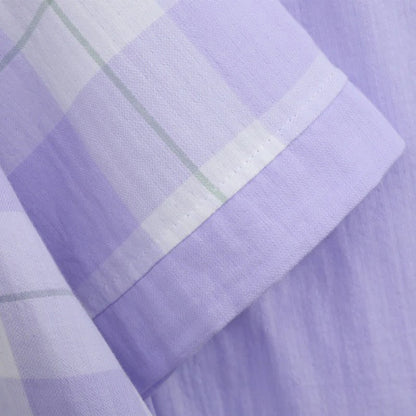 Plaid Cotton Gauze Button-Front Pajama Set