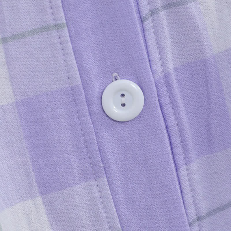 Plaid Cotton Gauze Button-Front Pajama Set