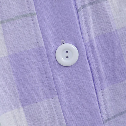 Plaid Cotton Gauze Button-Front Pajama Set