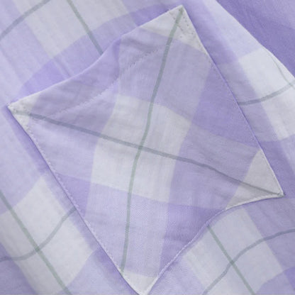 Plaid Cotton Gauze Button-Front Pajama Set