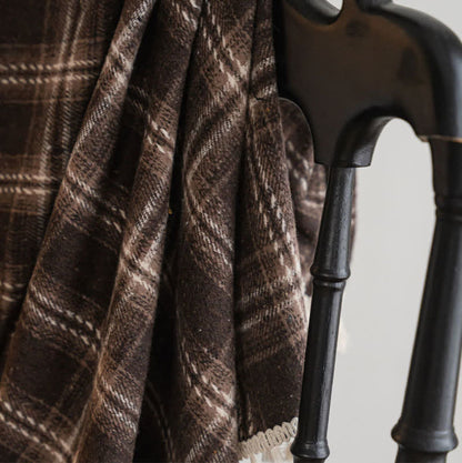 Vintage Style Plaid Tassel Curtain