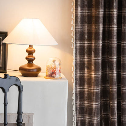 Vintage Style Plaid Tassel Curtain