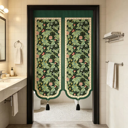Vintage Floral Door Curtain With Tassels