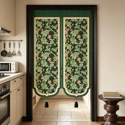 Vintage Floral Door Curtain With Tassels