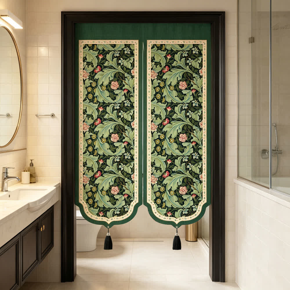 Vintage Floral Door Curtain With Tassels