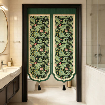 Vintage Floral Door Curtain With Tassels