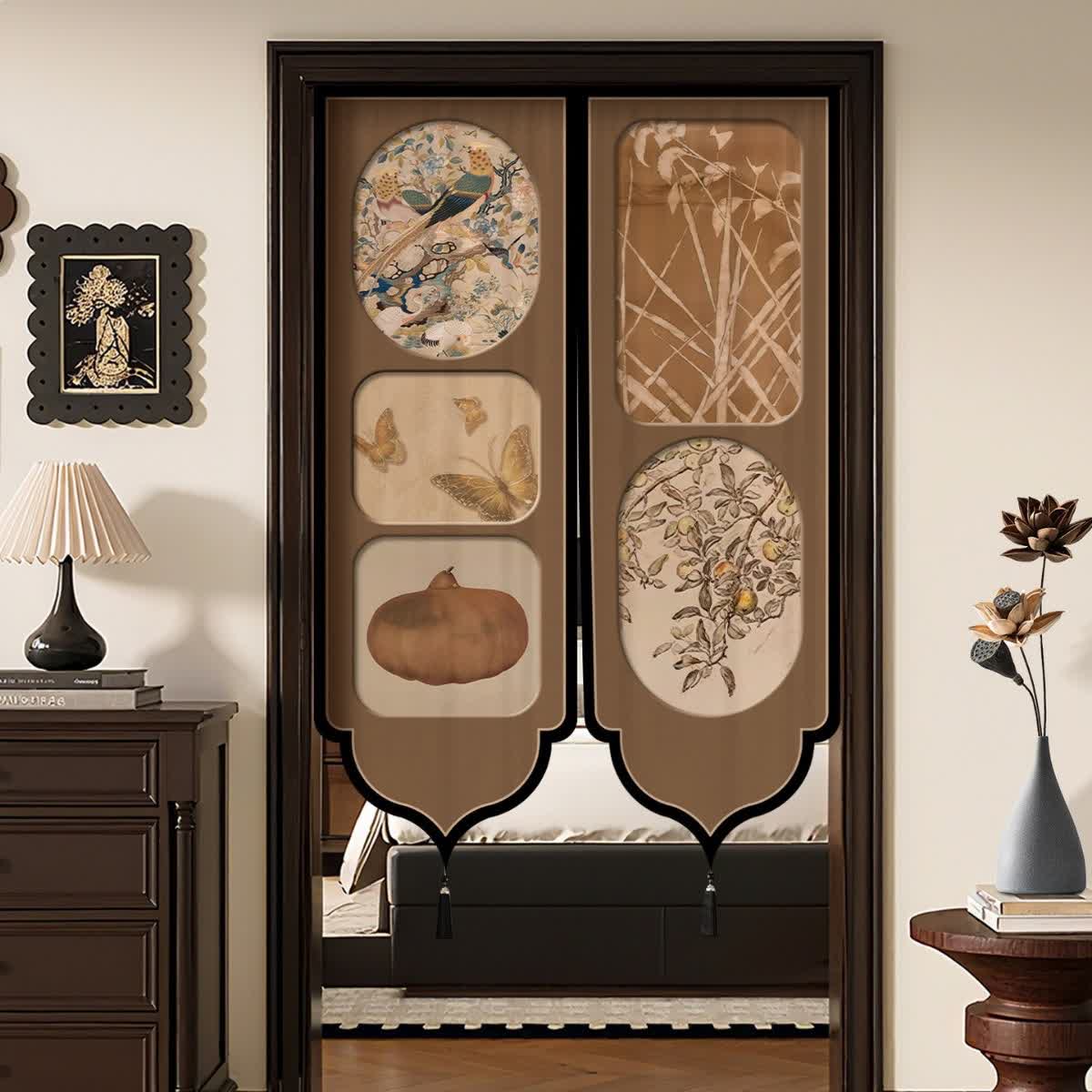 Vintage Oriental Room Divider Door Curtain