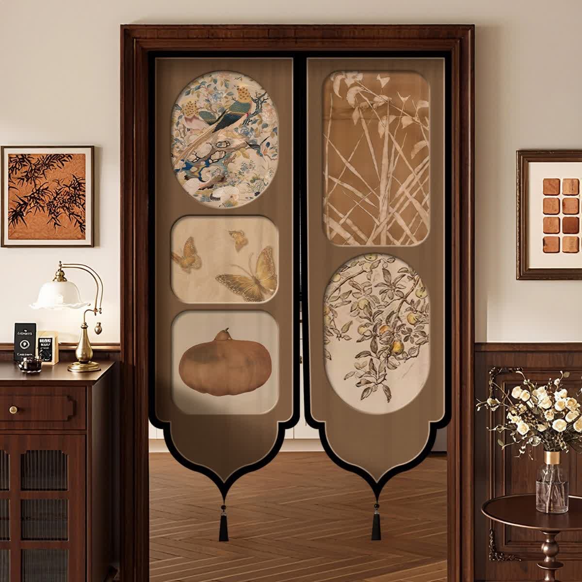 Vintage Oriental Room Divider Door Curtain