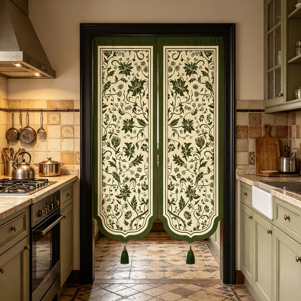 Vintage Floral Room Divider Door Curtain