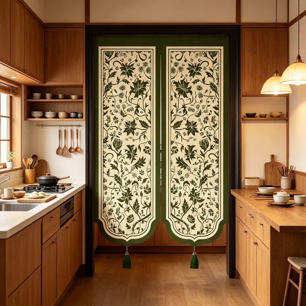 Vintage Floral Room Divider Door Curtain