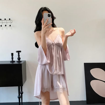 Elegant Lace Trim Loungewear Set