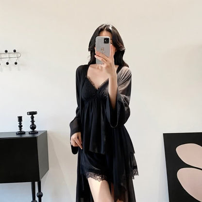 Elegant Lace Trim Loungewear Set