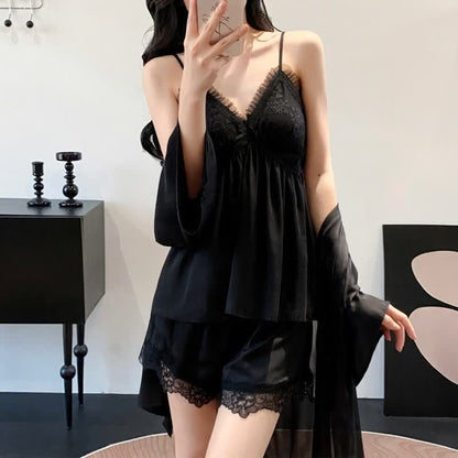 Elegant Lace Trim Loungewear Set