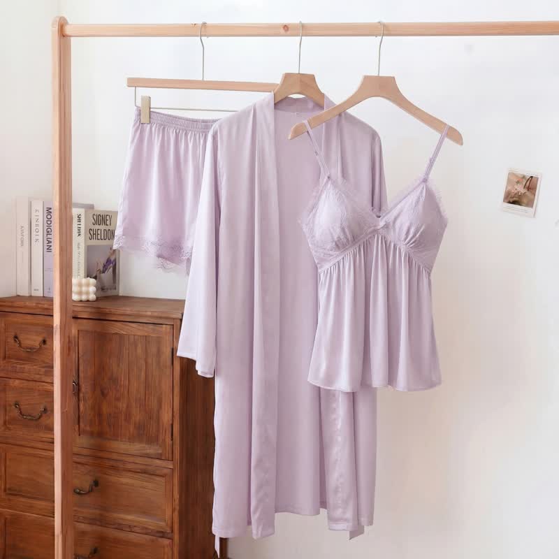 Elegant Lace Trim Loungewear Set