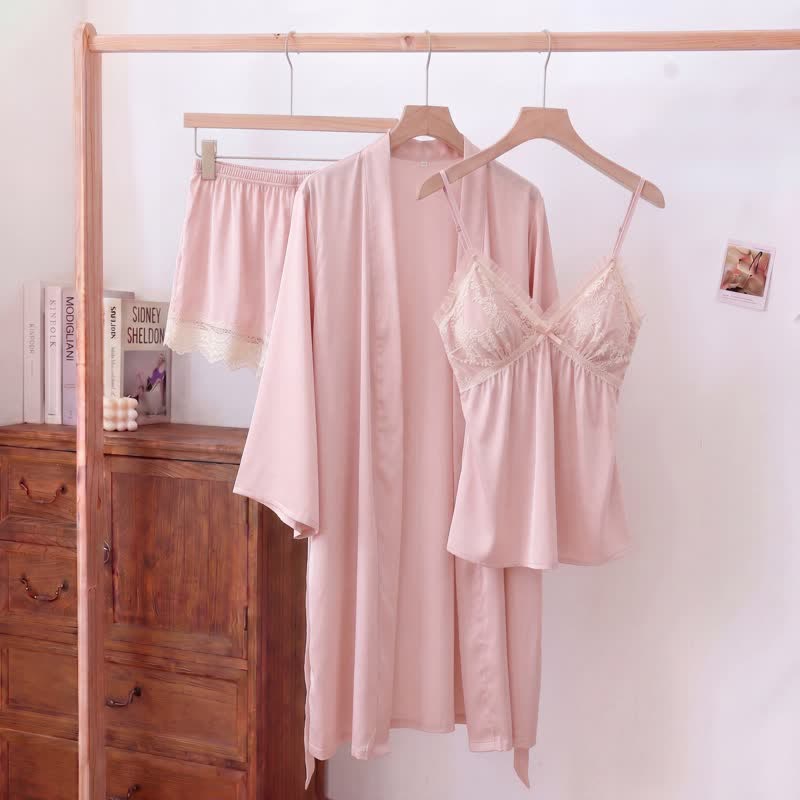 Elegant Lace Trim Loungewear Set