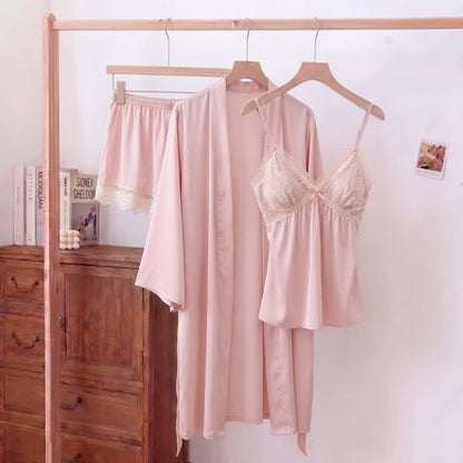 Elegant Lace Trim Loungewear Set