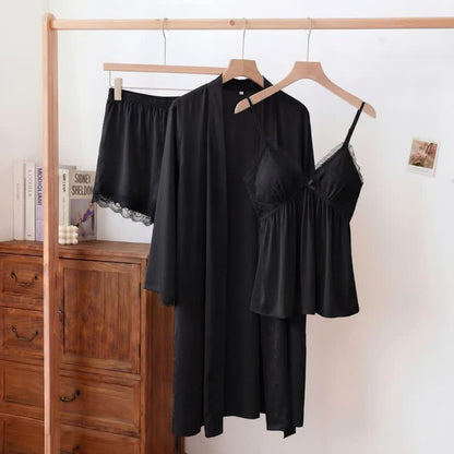 Elegant Lace Trim Loungewear Set