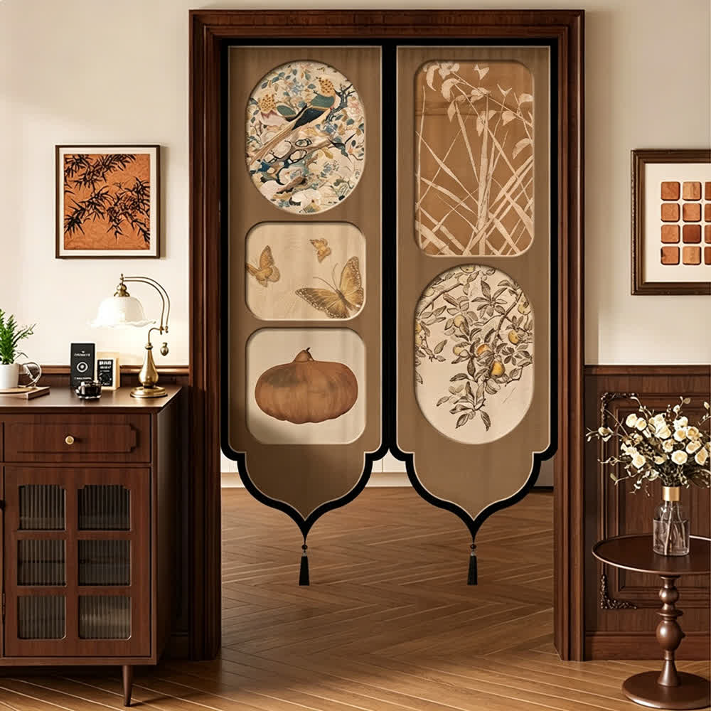 Vintage Oriental Room Divider Door Curtain