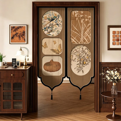 Vintage Oriental Room Divider Door Curtain