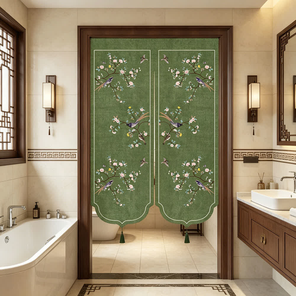 Floral Bird Room Divider Door Curtain