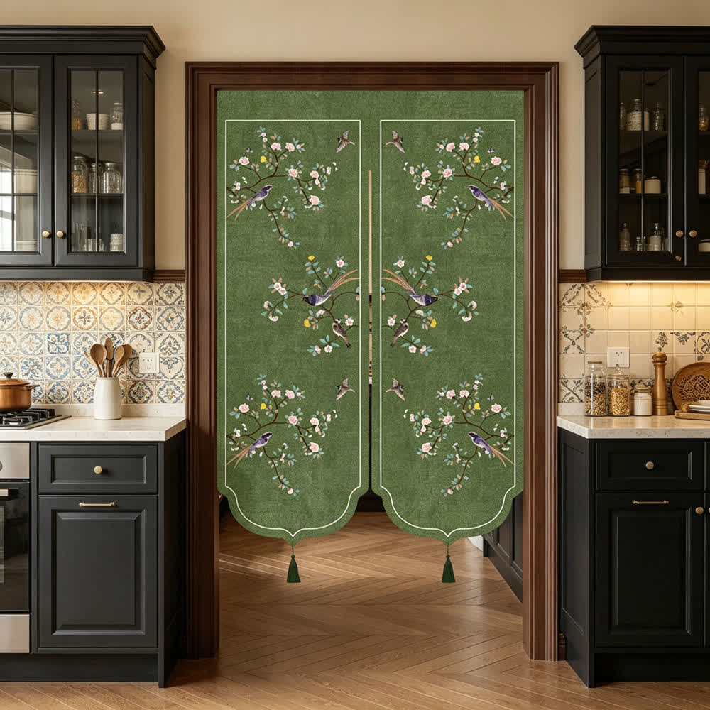 Floral Bird Room Divider Door Curtain