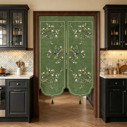 Floral Bird Room Divider Door Curtain