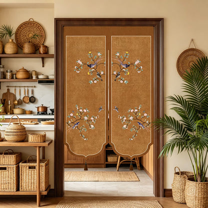 Floral Bird Room Divider Door Curtain