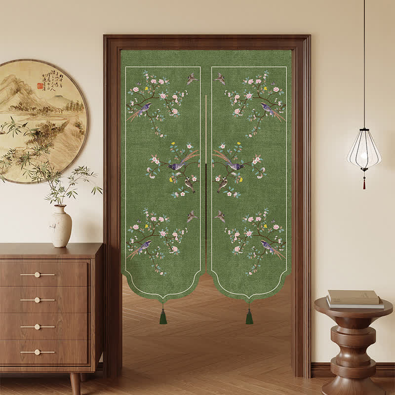 Floral Bird Room Divider Door Curtain