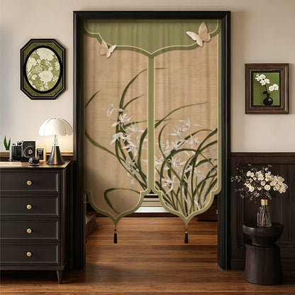 Oriental Orchid Aesthetic Door Curtain