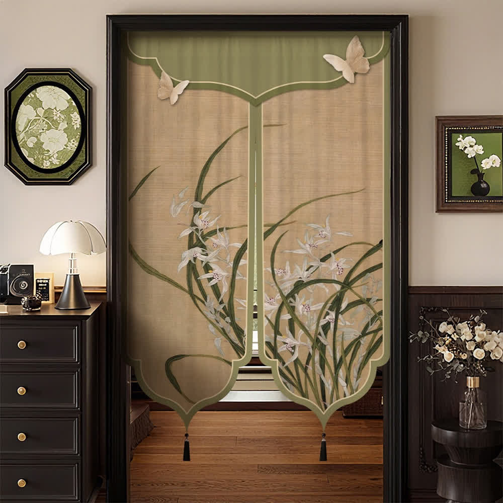 Oriental Orchid Aesthetic Door Curtain