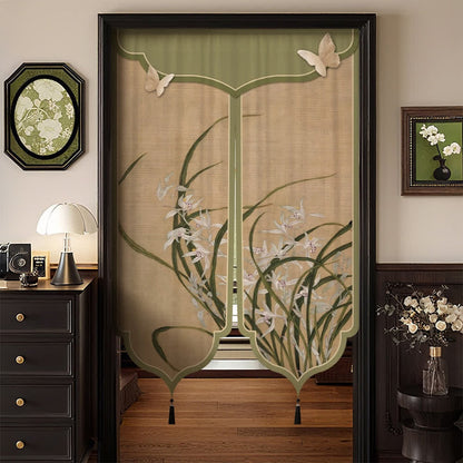 Oriental Orchid Aesthetic Door Curtain