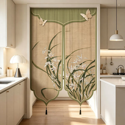 Oriental Orchid Aesthetic Door Curtain