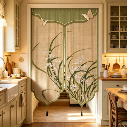 Oriental Orchid Aesthetic Door Curtain