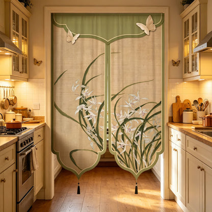 Oriental Orchid Aesthetic Door Curtain