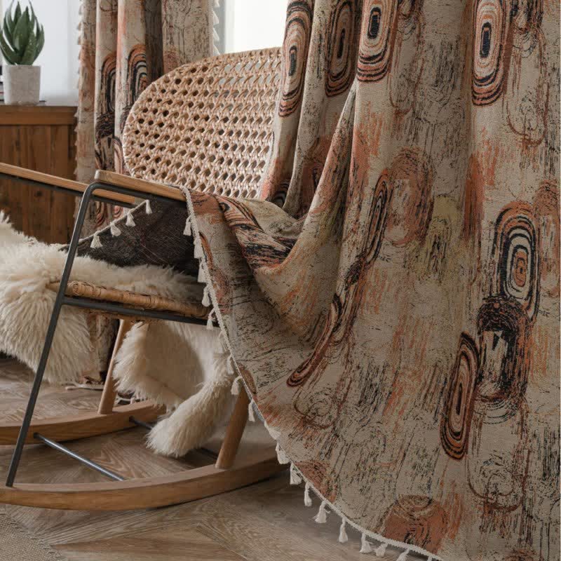 Tree Ring Jacquard Curtain with Tassel