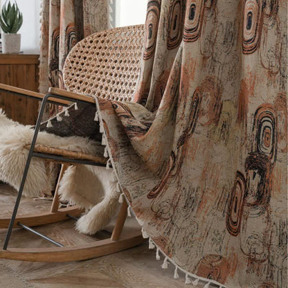 Tree Ring Jacquard Curtain with Tassel