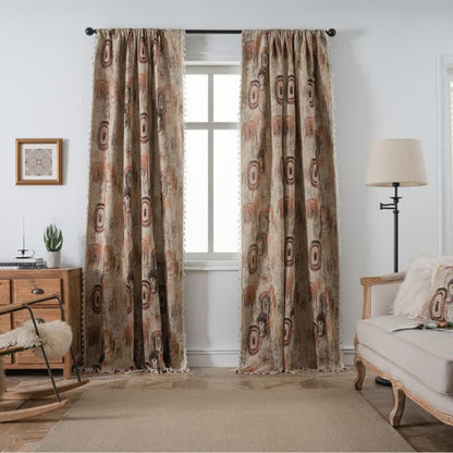 Tree Ring Jacquard Curtain with Tassel