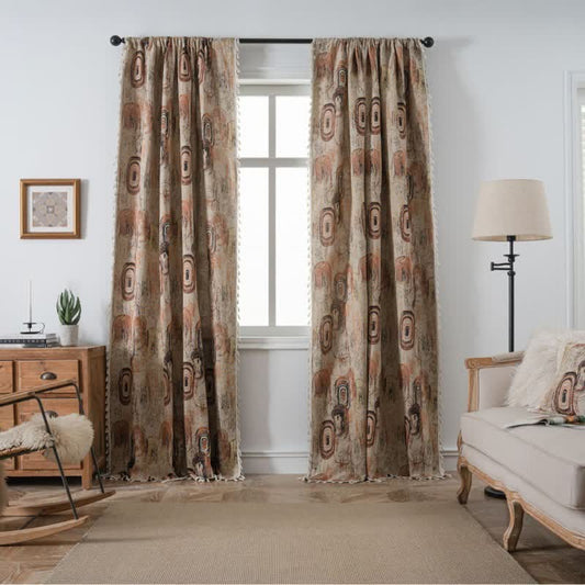 Tree Ring Jacquard Curtain with Tassel