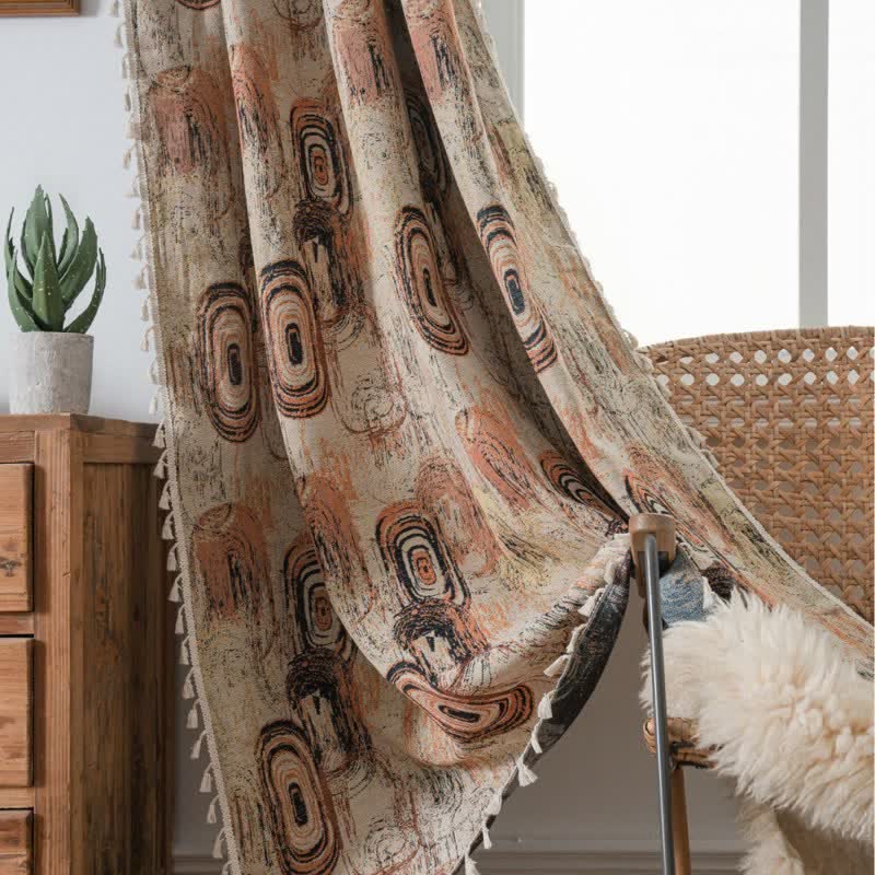 Tree Ring Jacquard Curtain with Tassel