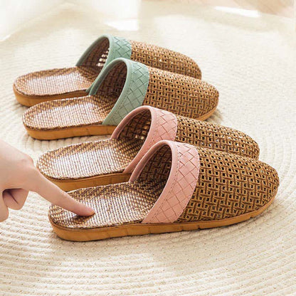 Natural Rattan Anti-Slip Indoor Slippers