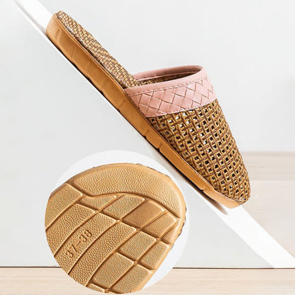 Natural Rattan Anti-Slip Indoor Slippers