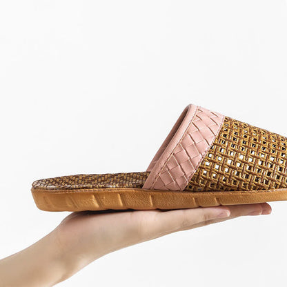 Natural Rattan Anti-Slip Indoor Slippers