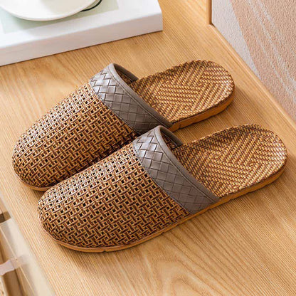 Natural Rattan Anti-Slip Indoor Slippers