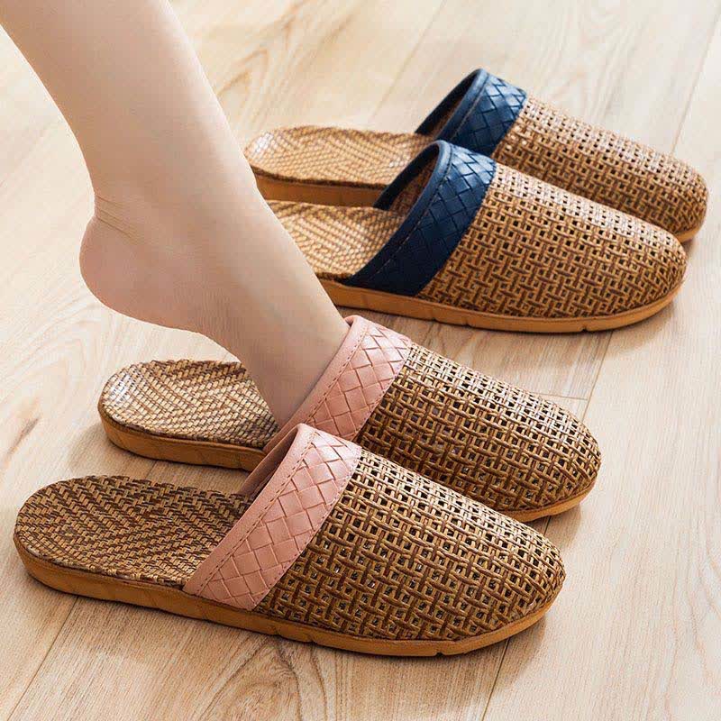 Natural Rattan Anti-Slip Indoor Slippers