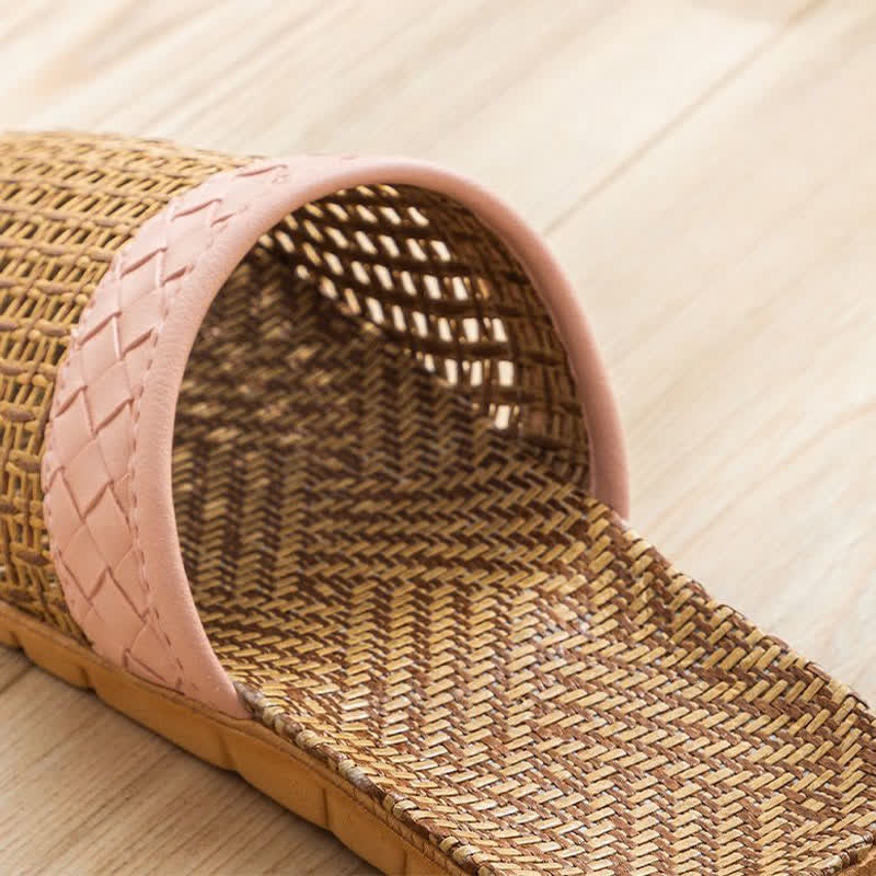 Natural Rattan Anti-Slip Indoor Slippers