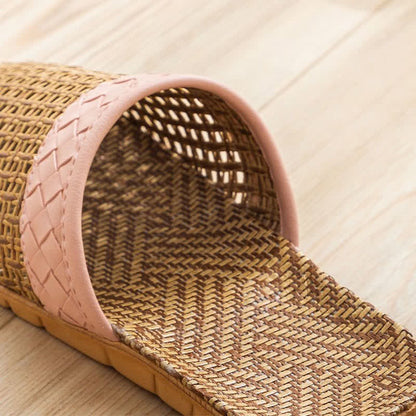 Natural Rattan Anti-Slip Indoor Slippers
