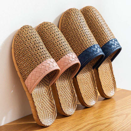 Natural Rattan Anti-Slip Indoor Slippers