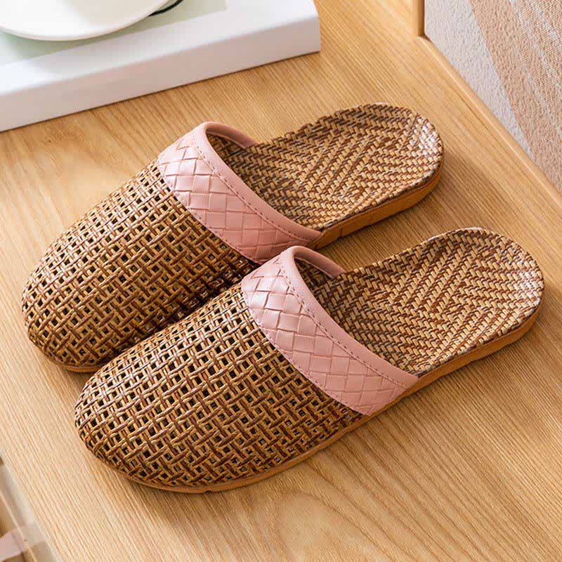 Natural Rattan Anti-Slip Indoor Slippers
